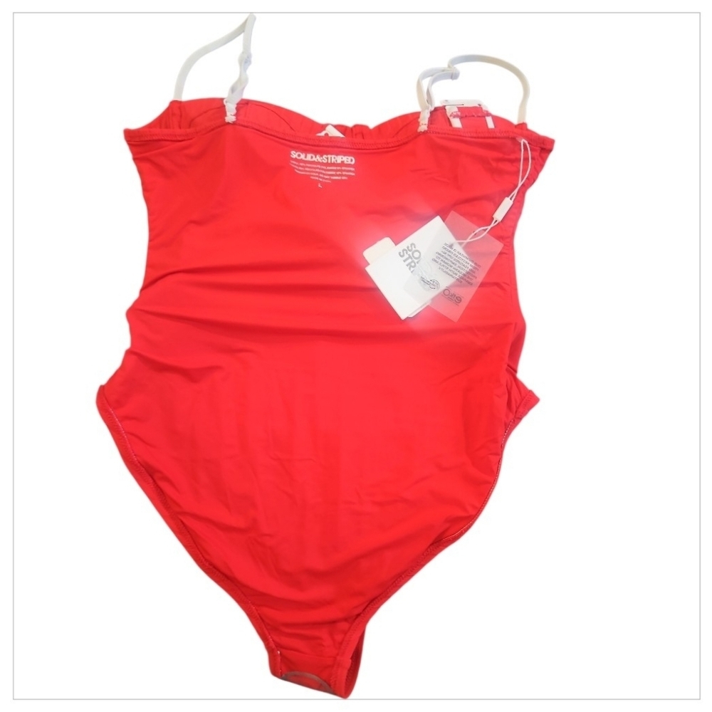 Solid & Striped The Spencer Red Ribbed Belted One Piece Swimsuit L - Picture 11 of 11